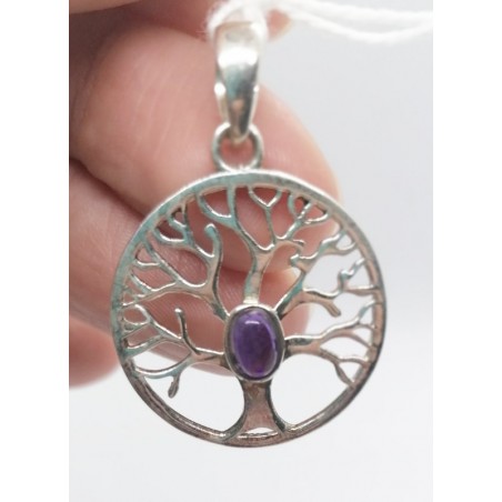 pendentif argent - Arbre de vie améthyste