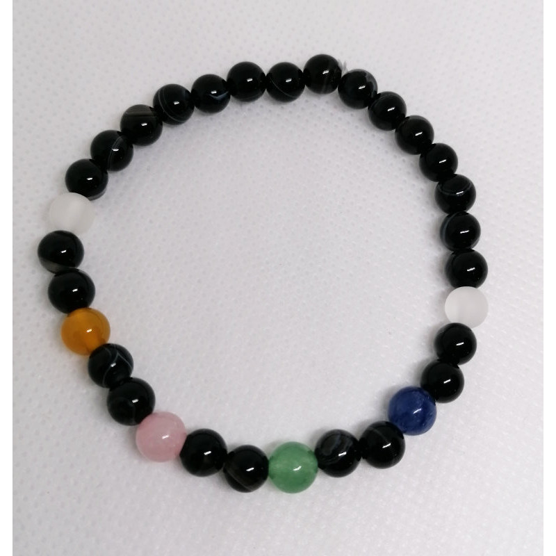 Bracelet multicolore perles 6mm