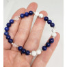 Bracelet lapis lazuli, howlite et cristal de roche - 6mm
