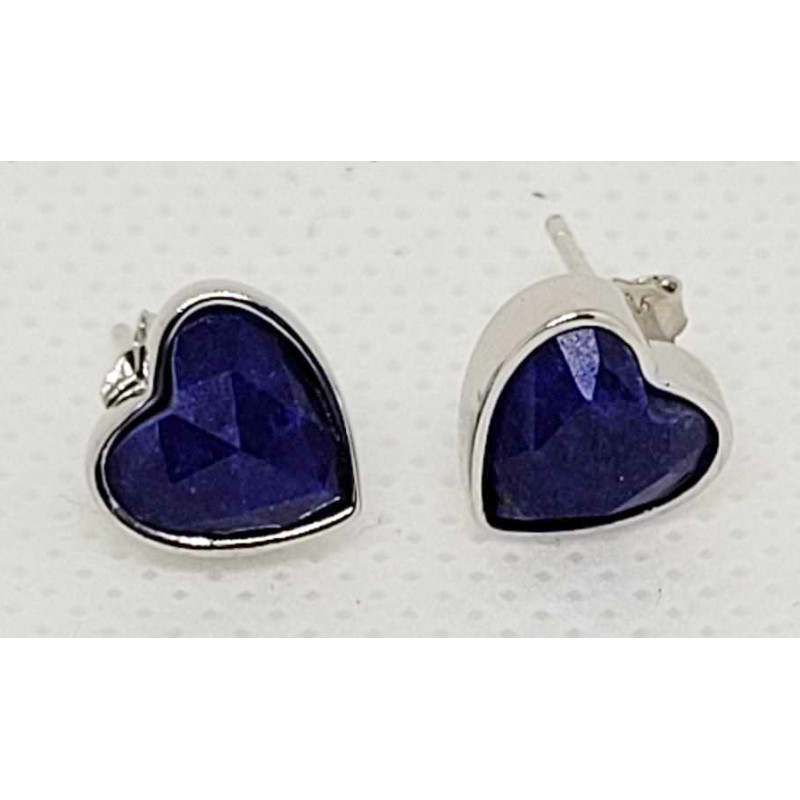 Boucles d'oreilles Coeur en argent et  Lapis Lazuli