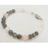 Bracelet celtique 6 mm labradorite quartz rose cristal de roche