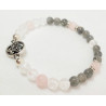 Bracelet celtique 6 mm labradorite quartz rose cristal de roche