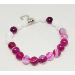 bracelet agate rose et quartzite