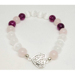 bracelet coeur quartz rose...