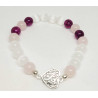 bracelet coeur quartz rose et sélénite