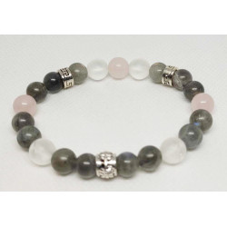 Bracelet  labradorite quartz rose cristal de roche