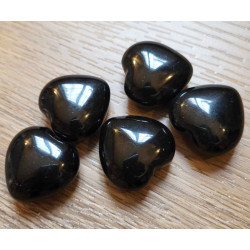 Coeur de gratitude poli en Obsidienne Noire  25 à 35mm