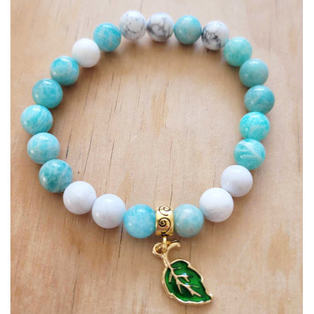 Bracelet howlite blanche et amazonite du Pérou