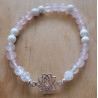 bracelet fleur quartz rose et agate blanche