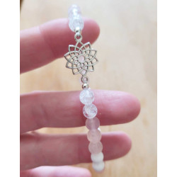 bracelet fleur quartz rose et agate blanche