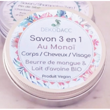 Savon 3 en 1 Parfum Monoï et sa boîte de transport