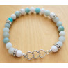 Bracelet howlite blanche et amazonite perles 6mm