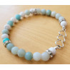 Bracelet howlite blanche et amazonite perles 6mm