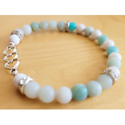 Bracelet howlite blanche et amazonite perles 6mm