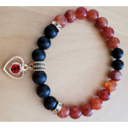 Bracelet agate rouge et agate noire
