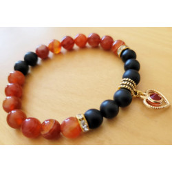 Bracelet agate rouge et agate noire