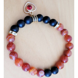 Bracelet agate rouge et agate noire