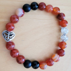 Bracelet agate noire et agate rouge