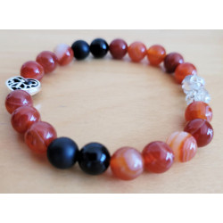 Bracelet agate noire et agate rouge