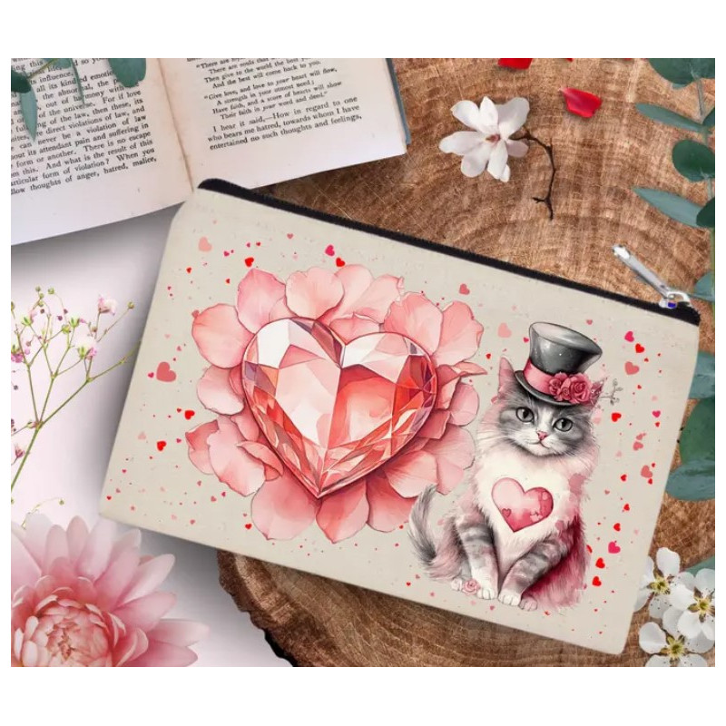 Trousse en Coton Le Chat Amoureux Trousse en Coton Le Chat Amoureux