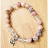 bracelet opale rose et cristal de roche - coeur et papillon