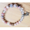 bracelet opale rose et cristal de roche - coeur et papillon