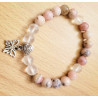 bracelet opale rose et cristal de roche - coeur et papillon