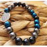 bracelet hématite, agate noire et fleur de vie