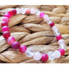bracelet agate, cristal de roche et quartz rose 6mm