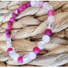 bracelet agate, cristal de roche et quartz rose 6mm