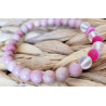 bracelet rhodonite, cristal de roche et agate 6mm