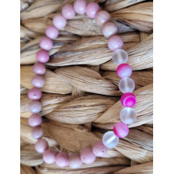 bracelet rhodonite, cristal de roche et agate 6mm