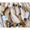 bracelet oeil de tigre et cristal de roche 6mm