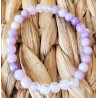 bracelet lépidolite et cristal de roche 6mm