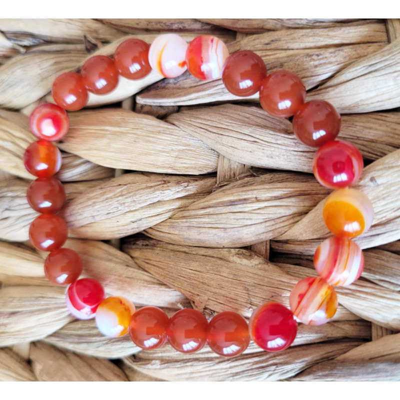 bracelet agates rouges et rouges orangées