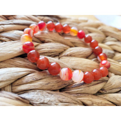 bracelet agates rouges et rouges orangées