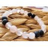 bracelet quartz rose et pierre de lave