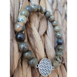 bracelet jaspe denditrique et fleur de vie