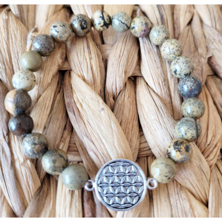 bracelet jaspe denditrique et fleur de vie