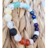 bracelet 7 chakras, cristal de roche et pierre de lave