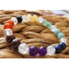 bracelet 7 chakras, cristal de roche et pierre de lave