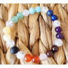 bracelet 7 chakras, cristal de roche et pierre de lave