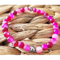 bracelet agate fuchsia 6mm