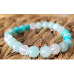Bracelet amazonites et cristal de roche