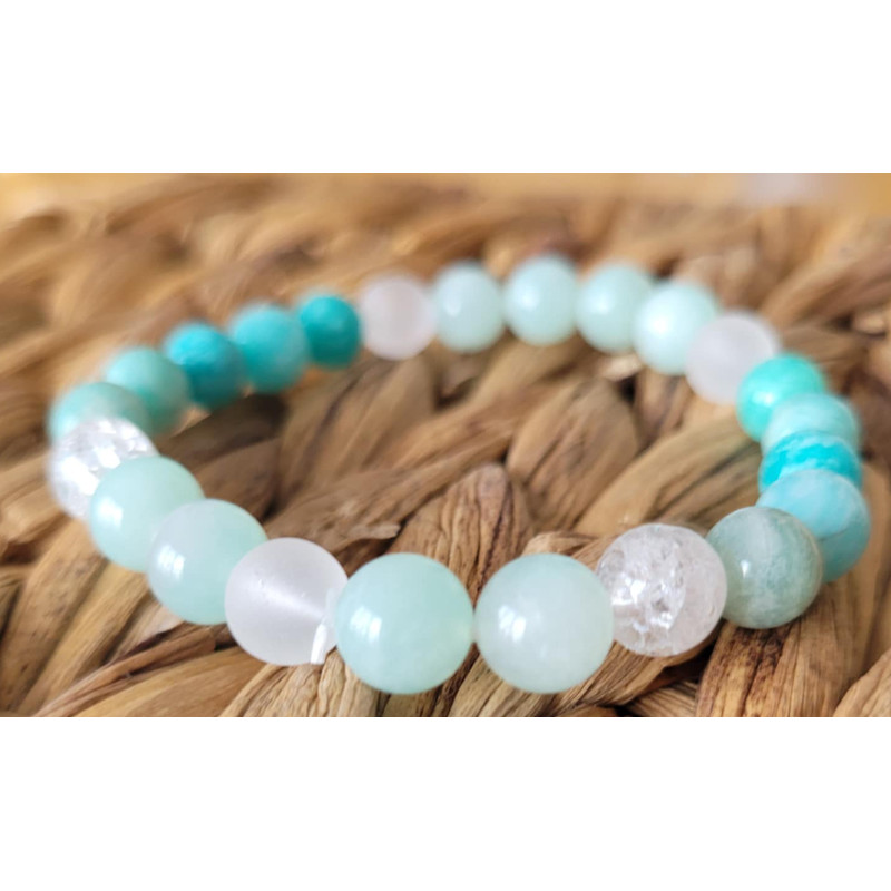 Bracelet amazonites et cristal de roche