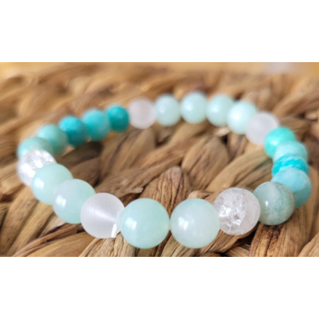 Bracelet amazonites et cristal de roche