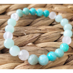 Bracelet amazonites et cristal de roche