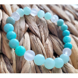 Bracelet amazonites et cristal de roche