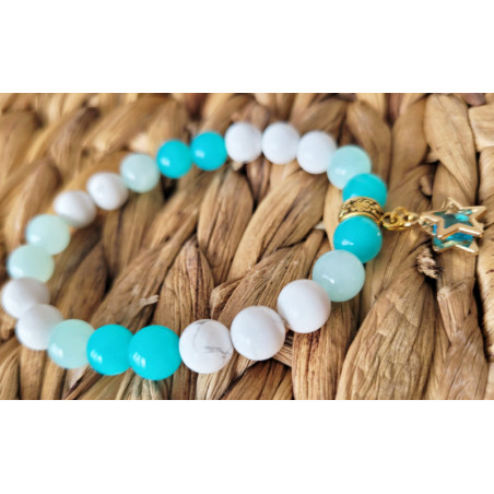 Bracelet étoilé Howlite et Amazonite