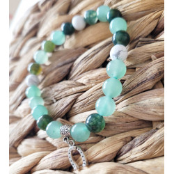Bracelet Fer à cheval , agate mousse, aventurine et howlite